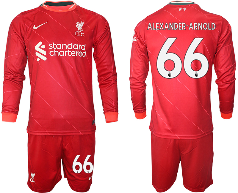 Men 2021-2022 Club Liverpool home red Long Sleeve #66 Soccer Jersey->liverpool jersey->Soccer Club Jersey